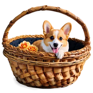 Corgi In Basket Png 05212024 PNG image