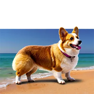 Corgi On Beach PNG 05212024 PNG