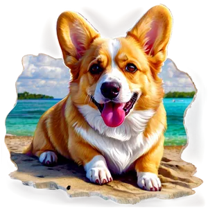 Corgi On Beach PNG Cnj PNG