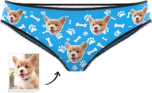 Corgi Print Pantieswith Bone Motif
