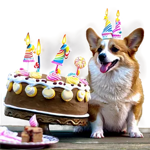 Corgi With Cake PNG Wvy30 PNG