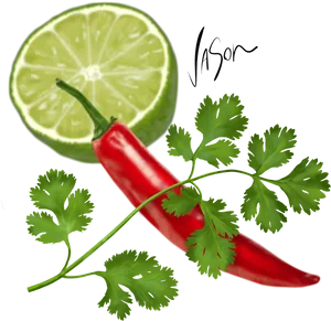 Coriander Chili Lime Flavor Combination PNG image