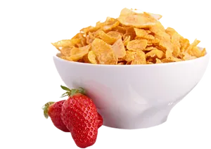 Cornflakes Cereal Bowlwith Strawberry.png PNG image