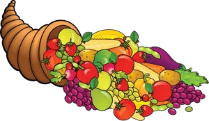 Cornucopiaof Fresh Produce PNG image