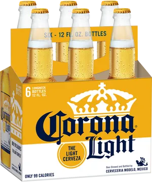 Corona Light Beer Six Pack Bottles PNG image