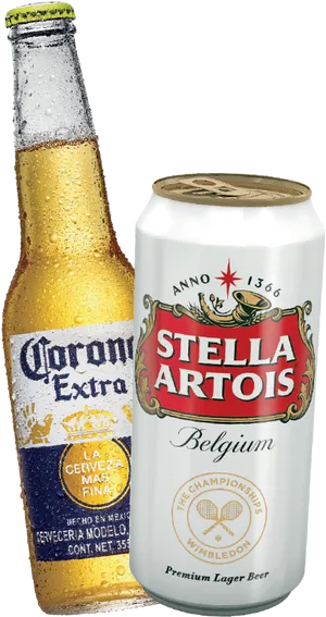 Coronaand Stella Artois Beer PNG image