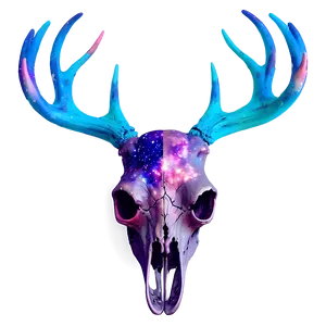 Cosmic Deer Skull With Galaxies PNG 06132024 PNG