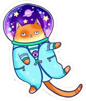 Cosmic Kitty Astronaut Sticker PNG image