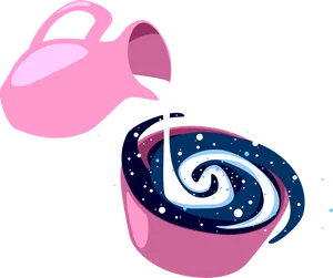 Cosmic Milk Pouring Into Galaxy Cup PNG image