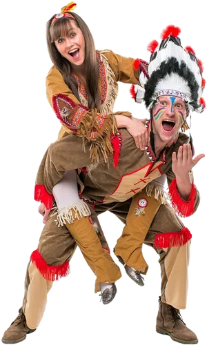 Costumed Duo In Festive Attire PNG image