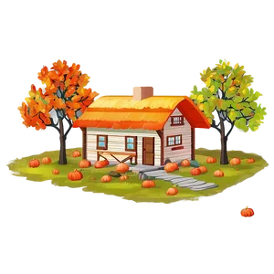 Cottage In Autumn Colors PNG 41