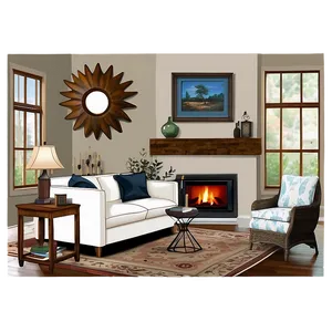 Cottage Living Room Comfort Png 05242024 PNG image