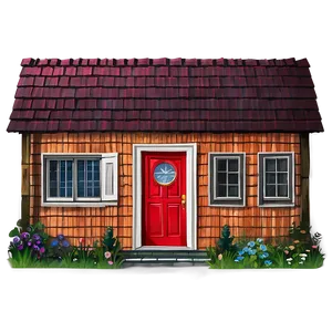 Cottage With A Red Door Png Yyw PNG image