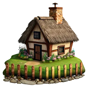 Cottage With A Thatched Roof PNG 06202024
