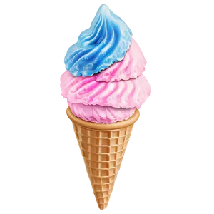 Cotton Candy Waffle Cone PNG 86