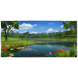 Country Pond Scenery Png Bxb PNG image