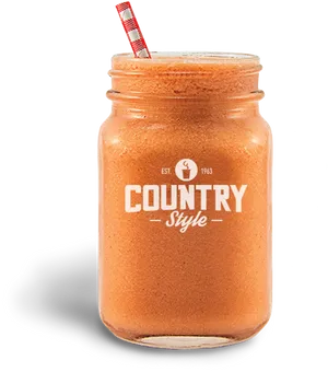 Country Style Smoothiein Mason Jar PNG image