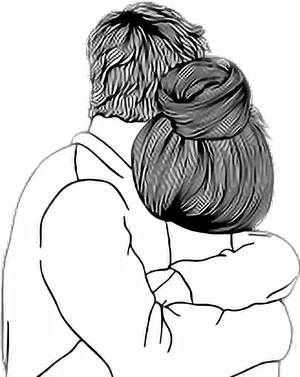 Couple Embrace Line Art PNG image