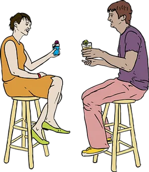 Couple Exchanging Gifts Illustration PNG image