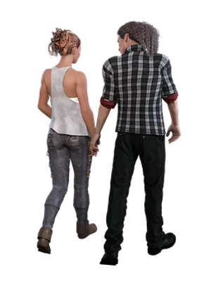 Couple Holding Hands Walking Away
