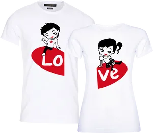 Couple Love Heart Matching Shirts PNG image