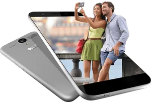 Couple Selfie Smartphone Promotion PNG image