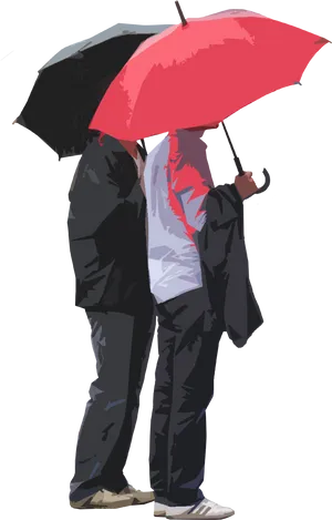 Couple Sharing Umbrella