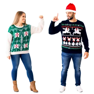 Couples Ugly Christmas Sweater Png 06122024 PNG image