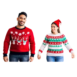 Couples Ugly Christmas Sweater PNG Jsx43 PNG