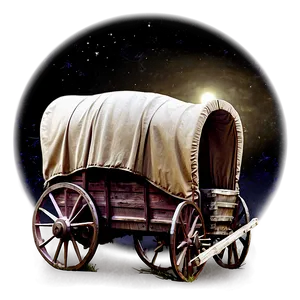 Covered Wagon By Moonlight PNG Cge