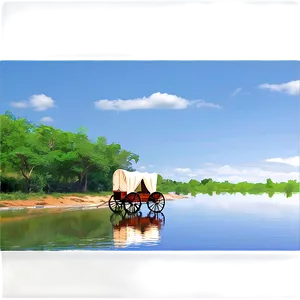 Covered Wagon Crossing River PNG 81