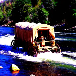 Covered Wagon Crossing River PNG Ksp PNG