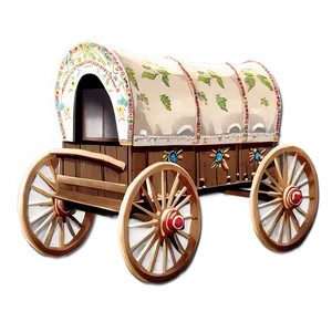 Covered Wagon In Folk Art PNG 06292024