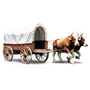 Covered Wagon With Oxen PNG 5