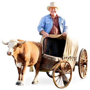 Covered Wagon With Oxen PNG Aok