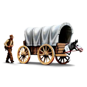 Covered Wagon With Settlers PNG Wue7
