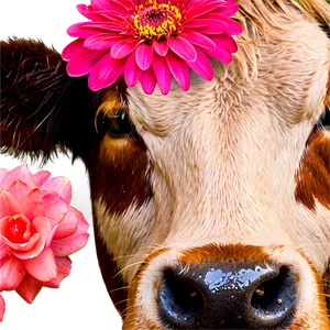 Cow Face With Flowers PNG 06212024