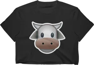 Cow Graphic Black Crop Top