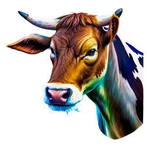 Cow Head Watercolor PNG Bqf
