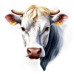 Cow Head Watercolor PNG Kvh