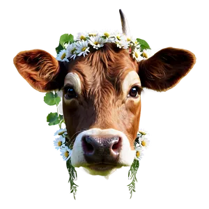 Cow Head With Flowers PNG Rub