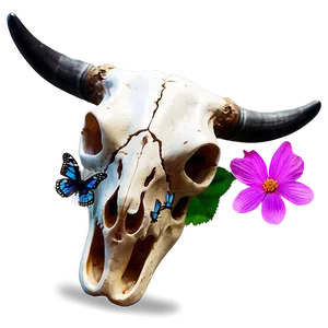 Cow Skull With Butterflies PNG 06132024