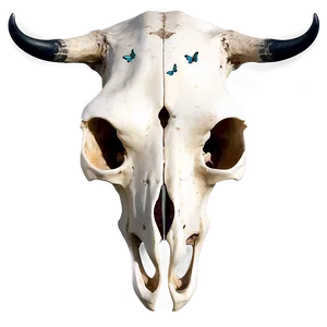 Cow Skull With Butterflies PNG Yuh