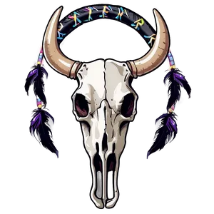Cow Skull With Dreamcatcher PNG 06132024