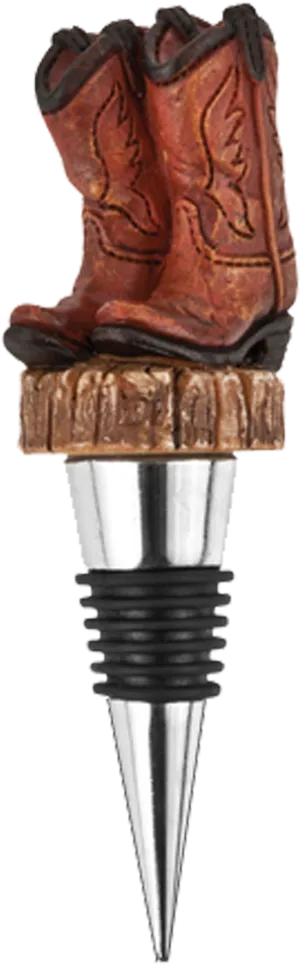 Cowboy Boot Wine Bottle Stopper PNG