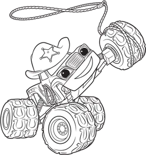 Cowboy Hat Monster Truck Coloring Page PNG image