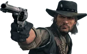 Cowboy With Revolver Red Dead Redemption PNG image