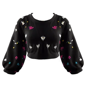 Cozy Black Crop Top PNG 49