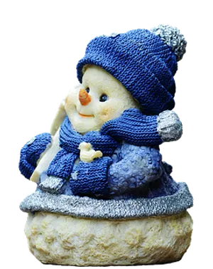 Cozy Blue Snowman Figurine
