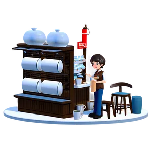 Cozy Cafe Barista Scene PNG Bni PNG